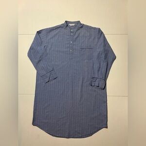 $265 Derek Rose Savile Row London Blue Grid Plaid Pajamas Henley Nightshirt